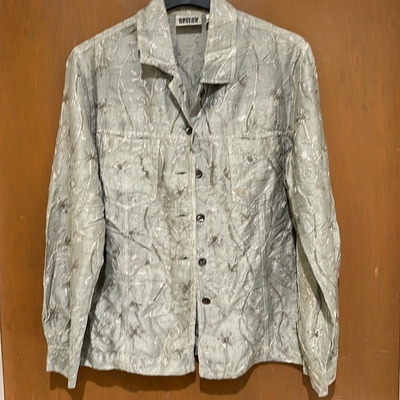 Sage color embroidery beeded shirt/jacket size 1 at Chicos - Picture 1 of 4